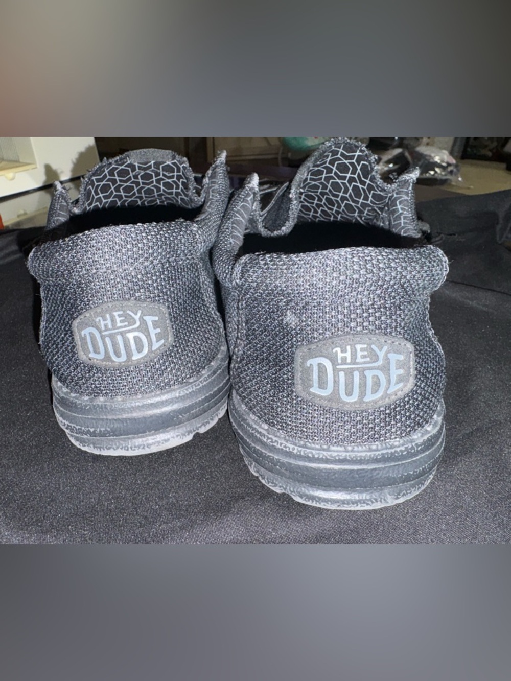 Size 13 Hey Dude Gray Knit Slip-On Casual Shoes